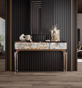 Mesa <span class=keywords><strong>de</strong></span> consola moderna <span class=keywords><strong>de</strong></span> acero inoxidable y oro del fabricante chino, diseño <span class=keywords><strong>de</strong></span> lujo minimalista con tapa <span class=keywords><strong>de</strong></span> mármol - Product Image 1