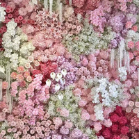 8ft Pink putih latar belakang ruang pernikahan simulasi bunga Hydrangea dekorasi dinding kualitas tinggi buatan tangan sutra bunga buatan tangan