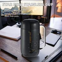 Botol minum termos mini bergaya Ins, double wall stainless steel, vakum, portabel, lucu, ukuran saku, dengan infuser teh
