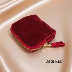 EQ Luxury Velvet Fashionable New Jewelry <b>Pouches</b> for Bracelets Bangles Lightweight Zipper Closure Multi-layer Portable Storage - Product Image 3