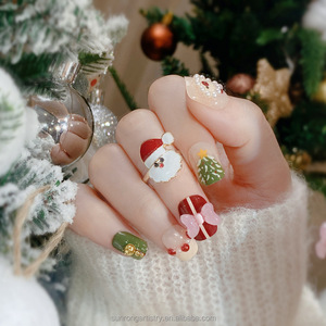 Faux ongles de <span class=keywords><strong>Noël</strong></span> verts en gros, courts, carrés, faits à la main, à presser, pour <span class=keywords><strong>nail</strong></span> <span class=keywords><strong>art</strong></span> - Product Image 2
