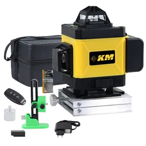 KM Portable 16 Lines Indoor Laser nível 4D Auto-nivelamento Recarregável Green Beam Laser Level