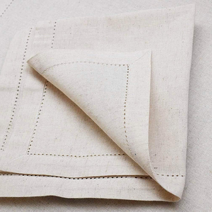 Vente en gros de serviettes en lin 100% brodées à la main en tissu de coton durable de style ourlet pour dîner mariages jetables - Product Image 6