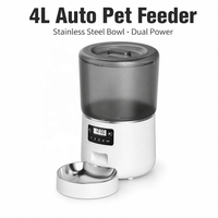 Comedero Automático para Mascotas con Control Remoto, Capacidad de 4L, Ecológico, Doble Alimentación, Acero Inoxidable, Programable, para Animales Pequeños