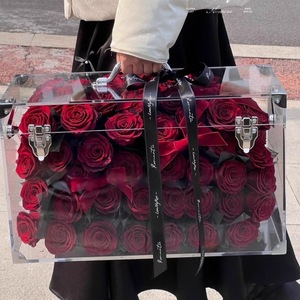 Boîte cadeau portable <span class=keywords><strong>Pink</strong></span> <span class=keywords><strong>Floyd</strong></span> Rose, arrangement de roses éternelles, étui en acrylique de luxe, décoration de table pour la Saint-Valentin, anniversaire, cadeau - Product Image 2