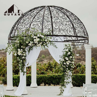 Gazebo de Piedra para Jardín, Decoración Exterior Personalizada QUYANG, Pabellón de Mármol Tallado a Mano para Bodas con Cúpula de Hierro