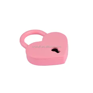 Valentine's Day Gift Love Lock With Key Mini Pink Painted Heart Shaped Padlock