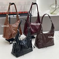 Sac Hobo Vintage en Cuir de Vachette Huilé et Ciré, Sac à Bandoulière Souple Grande Capacité, Fourre-tout Tendance Streetwear pour Femme, Tendances Printemps 2026