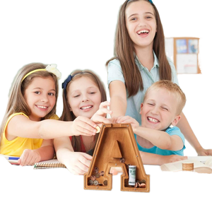Alta qualità personalizzabile in legno salvadanaio in legno salvadanaio salvadanaio scatola per bambini con un Design accattivante lettera - Product Image 2