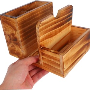 Organizador de Condimentos de Madera con Base para Botellas de Especias, Diseño Modular, Caja de Almacenamiento de Escritorio, Color Quemado - Product Image 1