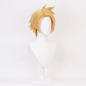 Perruques de cosplay Ainizi synthétiques courtes jaunes de la série <span class=keywords><strong>My</strong></span> <span class=keywords><strong>Hero</strong></span> <span class=keywords><strong>Academia</strong></span>, rôle de Kaminari Denki, pour Halloween - Product Image 4