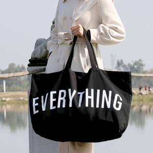 Extra Large Organic Canvas Tote Bag Zipper Closure <b>Oversized</b> Capacity Weekend Party Gym Reusable Shopping <b>Handbag</b> - Product Image 2