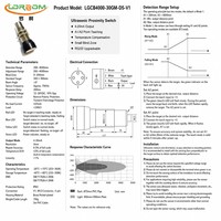 Capteur de distance à ultrasons, portée de mesure 4m, sorties NPN, PNP, 4-20mA, 0-10V, 2NPN, 2PNP, RS485, IP65, CE, RoHS