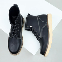 Bottes montantes oversize pour hommes, style britannique et américain, en cuir synthétique, avec fermeture éclair, mode rétro, pour le travail et l'extérieur