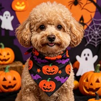 PAIPET Bandana d'Halloween pour animaux de compagnie, Foulard en coton noir avec motifs citrouille et chauve-souris, Écharpe mignonne pour chiens et chats, Vente en gros personnalisée