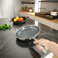Ensemble de casseroles et poêles antiadhésives en acier inoxydable 304 triple couche, motif nid d'abeille gravé des deux côtés, pour cuisinière à induction et gaz