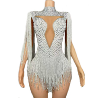 Combinaison de danse latine sexy à paillettes et franges, robe de bar/club pour femme, costume de scène pour performance de danse