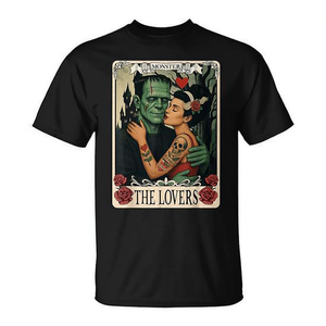 T-shirt avec carte de tarot Le Monstre Frankenstein et la Mariée Les Amoureux - Product Image 2