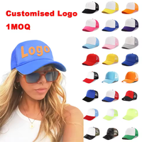 Gorra Trucker de Malla de Poliéster de 6 Paneles con Estampado por Sublimación MR.R, Ajustable con Cierre a Presión, Bicolor, Unisex, para Adultos, Verano