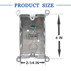 Scatola di giunzione elettrica in metallo <span class=keywords><strong>a</strong></span> singola cavità CETL Listed 4 X 2-1/4 in acciaio zincato con vite di messa <span class=keywords><strong>a</strong></span> terra - Product Image 3
