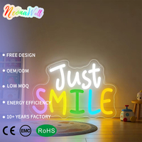 Neonawall Just Smile, Luz LED de Neón Acrílica con Alimentación USB, Forma Personalizable, Decoración Positiva para Pared, Habitación, Estudio, Fiesta, Negocio