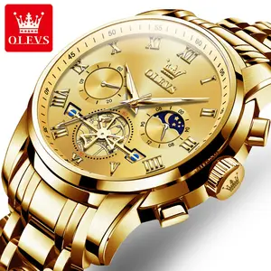 OLEVS 2859 Waterproof Quartz Wristwatches Fashion Business Watch For Men Luxury Brand Multi Time MEN Watch