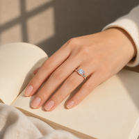 Bague de fiançailles en moissanite, argent sterling S925, taille 8 mm, coupe brillante ronde, solitaire, avec bande à double sangle, taille US 7, vente en gros