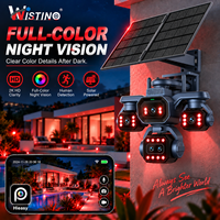 Caméra solaire longue portée Wistino 4 objectifs Aov 4G 6 moteurs Panneau solaire 16W Vision nocturne double lumière 16MP Batterie 16000mAh