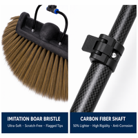 Kit de Cepillo Telescópico de Fibra de Carbono para Limpieza de Paneles Solares con Cerdas de Imitación de Pelo de Jabalí y Poste de Extensión de 20M OEM/ODM