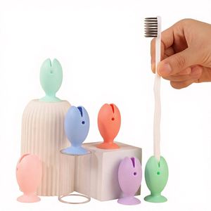 Support de brosse à dents et de pinceaux de maquillage en silicone, organisateur de rangement multifonctionnel pour salle de bain et coiffeuse - Product Image 1