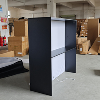 Comptoir d'accueil lumineux SEG 10x10, table d'exposition avec cadre à clipser, présentoir de tissu rétroéclairé pour salon professionnel, modèle TL-D-03