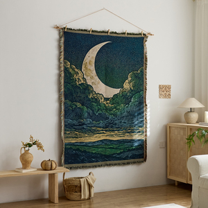 Coperta Decorativa di Alta Qualità con Nappe Lavabile Arazzo da Parete con Motivi Paesaggistici per la Casa - Product Image 1