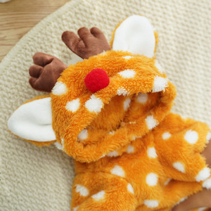 Costume de Noël pour animaux de compagnie, sweat à capuche en forme d'élisar ou de cerf, manteau chaud doublé de polaire pour petits chiens, chats, malinois, teddy, hiver - Product Image 4