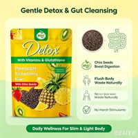 Complément Alimentaire en Poudre Détox aux Fruits et Légumes NUXY pour le Commerce International - Kiwi, Ananas, Fraise, Graines de Chia - Sachet Riche en Nutriments