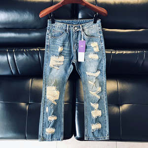 Venta al por mayor de <span class=keywords><strong>vaqueros</strong></span> <span class=keywords><strong>baratos</strong></span> de los hombres, los pantalones <span class=keywords><strong>vaqueros</strong></span> de gran tamaño, de alta calidad fina bordada Impresión de diseño de la calle de ocio de moda para los hombres - Product Image 4