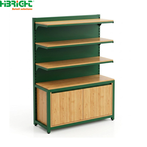 Étagère de supermarché en acier et bois Highbright avec armoire de rangement, présentoir de vente au détail pour supermarchés et épiceries - Product Image 1