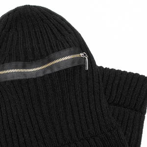 Couvre-visage <span class=keywords><strong>noir</strong></span> en tricot avec fermeture éclair pour masque de <span class=keywords><strong>ski</strong></span>, cagoule avec fermeture éclair, créez votre propre logo personnalisé - Product Image 5