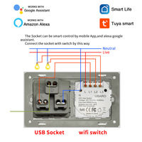 Sakelar Lampu WiFi Pintar Standar AS SIXWGH, Kompatibel dengan Alexa/Google Home, Panel Kaca Sentuh ABS, Timer, Membutuhkan Netral, 10A