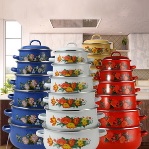 Ensemble de casseroles <span class=keywords><strong>en</strong></span> émail <span class=keywords><strong>en</strong></span> <span class=keywords><strong>fonte</strong></span> de haute qualité 14 + <span class=keywords><strong>16</strong></span> + 18 + 20 + 22 + 24CM ensemble de marmites <span class=keywords><strong>en</strong></span> porcelaine couvercle <span class=keywords><strong>en</strong></span> verre utilisation domestique au restaurant - Product Image 2