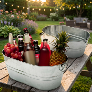 Seau à glace rectangulaire en métal galvanisé personnalisable, capacité de 3 gallons, avec poignées de transport pour fêtes et événements - Product Image 3