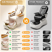 Fauteuil de manucure et pédicure haut de gamme de luxe avec éclairage LED, fonctions de massage, design distinctif, panneau de commande, pour centres de spas