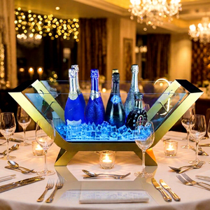 Gratuit personnaliser luxe grande capacité Champagne vin boissons bière seau à glace LED baril avec support - Product Image 1