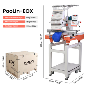 Machine à broder multi-aiguilles informatisée PooLin EOX 350*500mm 1200SPM avec écran tactile USB et Wi-Fi pour débutants et petites entreprises - Product Image 2
