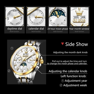 Reloj de pulsera mecánico luminoso OLEVS 7070 automático de lujo multifuncional con calendario perpetuo y fase lunar para hombre, ideal para dropshipping. - Product Image 2