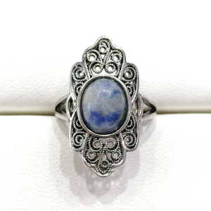 Pietra naturale di diaspro rosso occhio di tigre ametista ossidiana stile retrò anelli di rame regolabili per gli uomini e le donne di moda gioielli con pietre preziose - Product Image 5