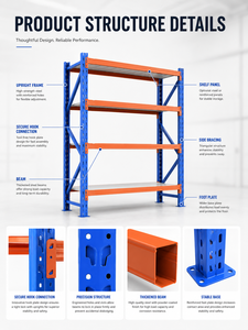 Étagères de garage robustes de taille et couleur personnalisées, étagères de <span class=keywords><strong>rangement</strong></span> à 4 niveaux en métal sans boulons, étagères empilables - Product Image 5