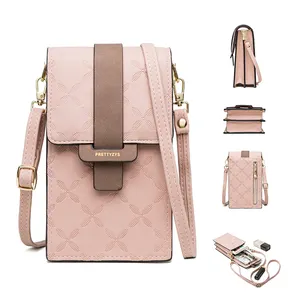 Prettyzys Maatwerk Pu Flip Lederen Portemonnee Mobiele Telefoon Tas Jongedame Crossbody Schoudertas