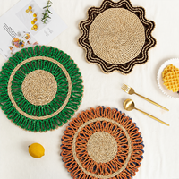 Set de table en fibre de maïs tissée à la main, antidérapant, résistant à la chaleur, écologique, pour pique-nique en plein air, table de salle à manger, 38 cm, style bohème, cuisine