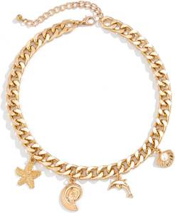 Collier en coquillage doré pour femmes Collier pendentif étoile de mer conque dauphin Collier ras de cou de plage en or Chunky Collier ras du cou d'été pour femmes - Product Image 2