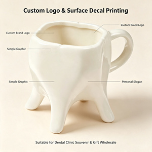 Mug en céramique 3D original en forme de dent, cadeau unique sur le thème du dentiste pour les hygiénistes dentaires, les étudiants et la décoration de bureau - Product Image 2